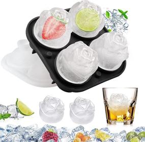 img 4 attached to FROQUII 4-Ice Cube Trays with 3D Rose Silicone, 2.5 inch size, Removable Funnel-Shaped Lid; Reusable, BPA Free Ice Cube Mold for Whiskey, Cocktails, Juice Beverages - Black