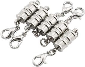 img 3 attached to RuiLing 10-Pack Silver Plated Magnetic Clever Clasp with Lobster Clasp - Perfect for DIY Jewelry Making