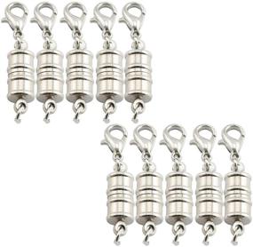 img 4 attached to RuiLing 10-Pack Silver Plated Magnetic Clever Clasp with Lobster Clasp - Perfect for DIY Jewelry Making