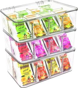 img 4 attached to 🍵 Set of 3 Stackable Plastic Tea Bag Organizers by Utopia Home - Clear Top Lid for Convenient Tea Storage Solution - Ideal for Countertops, Kitchen Cabinets, Pantry, Sweeteners, Beverage Bags