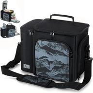 🥪 ausprn heavy duty lunch box for men & women: insulated lunch bag with shoulder strap - large, reusable cooler bag for work, picnic, camping - black logo