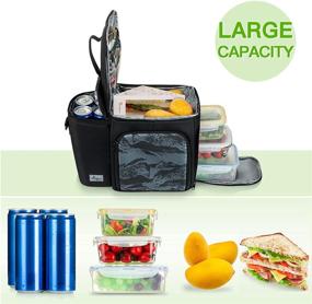 img 3 attached to 🥪 AUSPRN Heavy Duty Lunch Box for Men & Women: Insulated Lunch Bag with Shoulder Strap - Large, Reusable Cooler Bag for Work, Picnic, Camping - Black