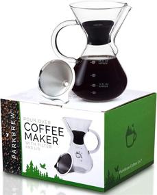 img 4 attached to ParkBrew Pour Over Coffee Maker: Complete Set with Glass Carafe, Lid, and Reusable Filter