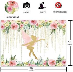 img 3 attached to Фон для вечеринки "Funnytree Floral Fairy Birthday Party Backdrop" размером 7x5 футов - Розовый и золотой фон с цветочным чаем в стиле фейри-тейла и сказки, идеально подходит для девичьей вечеринки и душа ребенка-принцессы, фоновый баннер для фотографий, украшение для фотобудки.