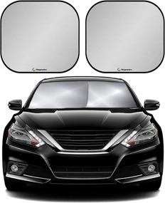 img 2 attached to Windshield Sun Shade with Bonus 2 Pack Cling Sunshades. 210T Reflective Fabric 🌞 Blocks Sun, Keeps Vehicle Cool. Foldable Sun Shield for Car Windshield. Universal Fit Windshield Sunshade.