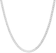 stylish and versatile: sterling world unisex 3mm sterling silver flat curb link chain necklace logo