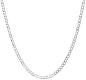 img 3 attached to Stylish and Versatile: Sterling World Unisex 3mm Sterling Silver Flat Curb Link Chain Necklace