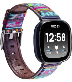 img 3 attached to Кожаные ремешки, совместимые с Fitbit Sense/Versa 3