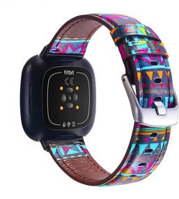 img 4 attached to Кожаные ремешки, совместимые с Fitbit Sense/Versa 3