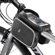 🚴 number-one waterproof bike frame bag with touch screen: secure smartphone holder & storage pouch for cycling, reflective strips & beam mount - fits phones below 6.5 inches logo