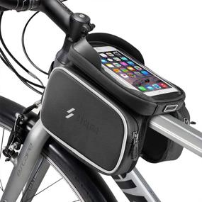 img 4 attached to 🚴 Number-One Waterproof Bike Frame Bag with Touch Screen: Secure Smartphone Holder & Storage Pouch for Cycling, Reflective Strips & Beam Mount - Fits Phones Below 6.5 Inches