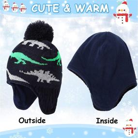 img 1 attached to 🧣 Stay Cosy and Cute: 9-Piece Winter Hat Scarf Mittens Set with Pompom Dinosaur Beanie and Knitted Toddler Gloves, Complete with Warm Fleece Scarf