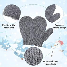 img 2 attached to 🧣 Stay Cosy and Cute: 9-Piece Winter Hat Scarf Mittens Set with Pompom Dinosaur Beanie and Knitted Toddler Gloves, Complete with Warm Fleece Scarf