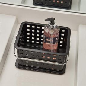 img 1 attached to 🧺 Black iDesign 61202 Small Stackable Basket with Handle - BPA-Free Plastic Spa Organizer - 5.3&#34; x 8.8&#34; x 6.9&#34;