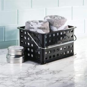 img 3 attached to 🧺 Black iDesign 61202 Small Stackable Basket with Handle - BPA-Free Plastic Spa Organizer - 5.3&#34; x 8.8&#34; x 6.9&#34;