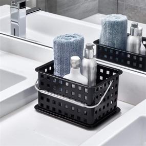 img 2 attached to 🧺 Black iDesign 61202 Small Stackable Basket with Handle - BPA-Free Plastic Spa Organizer - 5.3&#34; x 8.8&#34; x 6.9&#34;