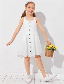 img 3 attached to 👗 Jorssar Girls Tie Dye Summer Sundress: Trendy Strap Sleeveless Button Pocket Dress for Kids