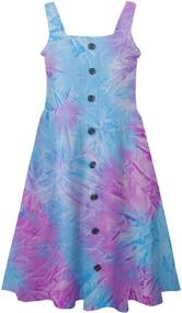 img 4 attached to 👗 Jorssar Girls Tie Dye Summer Sundress: Trendy Strap Sleeveless Button Pocket Dress for Kids