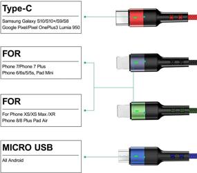 img 3 attached to 🔌 USAMS Многоразовый кабель для зарядки 2Pack - 4FT 4 в 1, нейлоновая оплетка, быстрая зарядка с разъемами Type C и Micro USB - Совместим с сотовыми телефонами, планшетами и другими устройствами