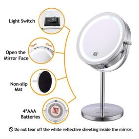 img 1 attached to 💡 ALHAKIN 7 Inch Magnifying Lighted Makeup Mirror with 10x Magnification, Double Sided Vanity Mirror including 360° Rotation, Swivel Cosmetic Mirror in Chrome Finish