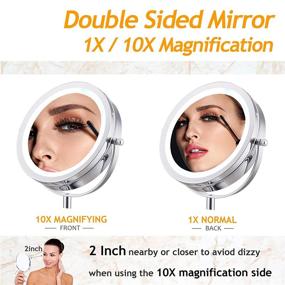 img 2 attached to 💡 ALHAKIN 7 Inch Magnifying Lighted Makeup Mirror with 10x Magnification, Double Sided Vanity Mirror including 360° Rotation, Swivel Cosmetic Mirror in Chrome Finish