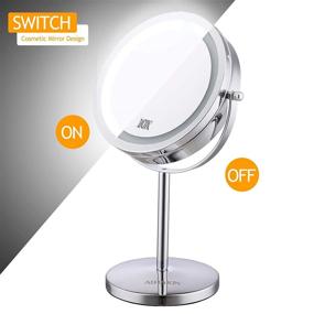 img 3 attached to 💡 ALHAKIN 7 Inch Magnifying Lighted Makeup Mirror with 10x Magnification, Double Sided Vanity Mirror including 360° Rotation, Swivel Cosmetic Mirror in Chrome Finish