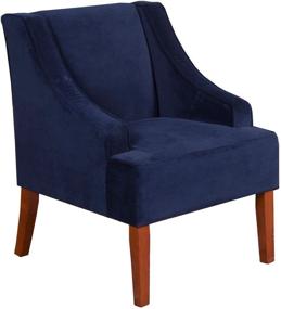 img 3 attached to 🪑 Stylish and Comfortable HomePop Velvet Swoop Arm Accent Chair in Navy