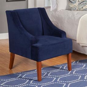 img 2 attached to 🪑 Stylish and Comfortable HomePop Velvet Swoop Arm Accent Chair in Navy