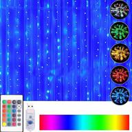 16 color changing curtain lights with remote & timer: vibrant led 300 bulbs for bedroom, wedding, party backdrop logo