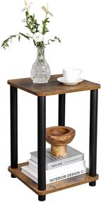 img 1 attached to 🎉 Stylish 2-Tier End Table Set: VASAGLE Nightstand & Side Table with Storage Shelf, Rustic Brown and Black, Ideal for Living Room, Bedroom, Office - ULET181X01