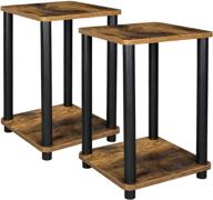 🎉 stylish 2-tier end table set: vasagle nightstand & side table with storage shelf, rustic brown and black, ideal for living room, bedroom, office - ulet181x01 логотип