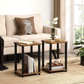 img 3 attached to 🎉 Stylish 2-Tier End Table Set: VASAGLE Nightstand & Side Table with Storage Shelf, Rustic Brown and Black, Ideal for Living Room, Bedroom, Office - ULET181X01