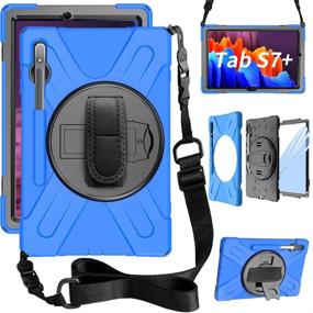 img 4 attached to 📱 ZenRich Samsung Galaxy Tab S7 Plus Case 2020, SM-T970/T975/T976 Case 12.4 inch with S Pen Holder - Zenrich Heavy Duty Case with Screen Protector Stand, Hand Strap, Shoulder Belt for Tab S7+ 12.4 Inch - Blue