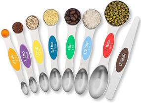 img 4 attached to 🥄 TEMEISI Magnetic Measuring Spoons Set - Dual Sided Stainless Steel Spoons for Spice Jars - Stackable Teaspoon Set for Dry and Liquid Ingredients - Set of 8