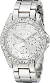 img 4 attached to XOXO Women's Analog Watch with Silver Case, Crystal Bezel, Sunray Dial ⌚ - Official XOXO Woman's Watch, Link Bracelet with Push-Button Clasp - Model: XO172