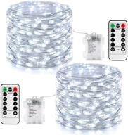 🎄 powerful and versatile jmexsuss 2 pack 66ft 200 led fairy lights: battery operated cool white christmas fairy lights with remote control - perfect for bedroom, tent, mirror, patio, christmas tree, and more! логотип