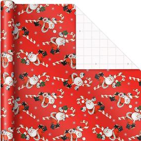 img 2 attached to 🎁 Hallmark Vintage Christmas Wrapping Paper: Cut Lines on Reverse with Funny Candy Cane Santas, Classic Snowman, and Festive Greetings (3 Rolls: 120 sq. ft. ttl, Red, White, Navy Blue)