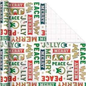 img 1 attached to 🎁 Hallmark Vintage Christmas Wrapping Paper: Cut Lines on Reverse with Funny Candy Cane Santas, Classic Snowman, and Festive Greetings (3 Rolls: 120 sq. ft. ttl, Red, White, Navy Blue)