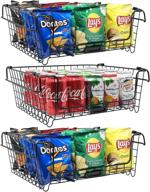 set of 3 black wire baskets for kitchen and pantry organization - xxl metal baskets for storage and easy organizing логотип