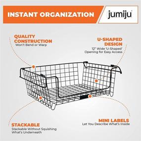 img 1 attached to Set of 3 Black Wire Baskets for Kitchen and Pantry Organization - XXL Metal Baskets for Storage and Easy Organizing