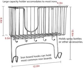 img 1 attached to 🔨 SPACEREST Wall Mounted Iron Board Holder with Large Storage Basket & 5 Hanging Hooks for Laundry Rooms - Iron, Board, and Spray Bottles Rack - Chrome