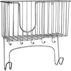 img 3 attached to 🔨 SPACEREST Wall Mounted Iron Board Holder with Large Storage Basket & 5 Hanging Hooks for Laundry Rooms - Iron, Board, and Spray Bottles Rack - Chrome