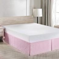 🛏️ merryfeel льняная юбка для кровати - роскошная французская льняная юбка для кровати, размер king - светло-розовая логотип