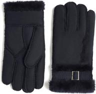 🧤 stay cozy with yiseven shearling sheepskin mittens: uniquely adjustable men's accessories logo
