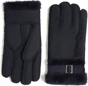 img 4 attached to 🧤 Stay Cozy with YISEVEN Shearling Sheepskin Mittens: Uniquely Adjustable Men's Accessories