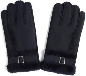 img 3 attached to 🧤 Stay Cozy with YISEVEN Shearling Sheepskin Mittens: Uniquely Adjustable Men's Accessories