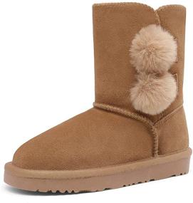 img 4 attached to Warm and Cozy Winter Sheepskin Fur Boots for Boys & Girls by DREAM PAIRS