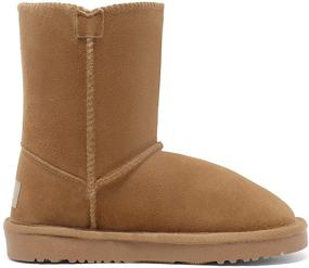 img 1 attached to Warm and Cozy Winter Sheepskin Fur Boots for Boys & Girls by DREAM PAIRS