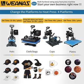 img 2 attached to Weanas Heat Press Machine 12x15 Professional Swing Away 5 in 1 Digital Sublimation for T-Shirt/Mug/Hat Plate/Cap - Blue and Black