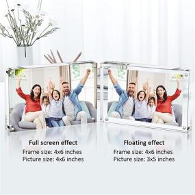 img 2 attached to 🖼️ AYCLIF 4x6" Acrylic Magnetic Photo Frames (3pcs, 10 + 10MM Thickness) - Clear Double Sided Frameless Postcard Display - Desktop or Freestanding Stand